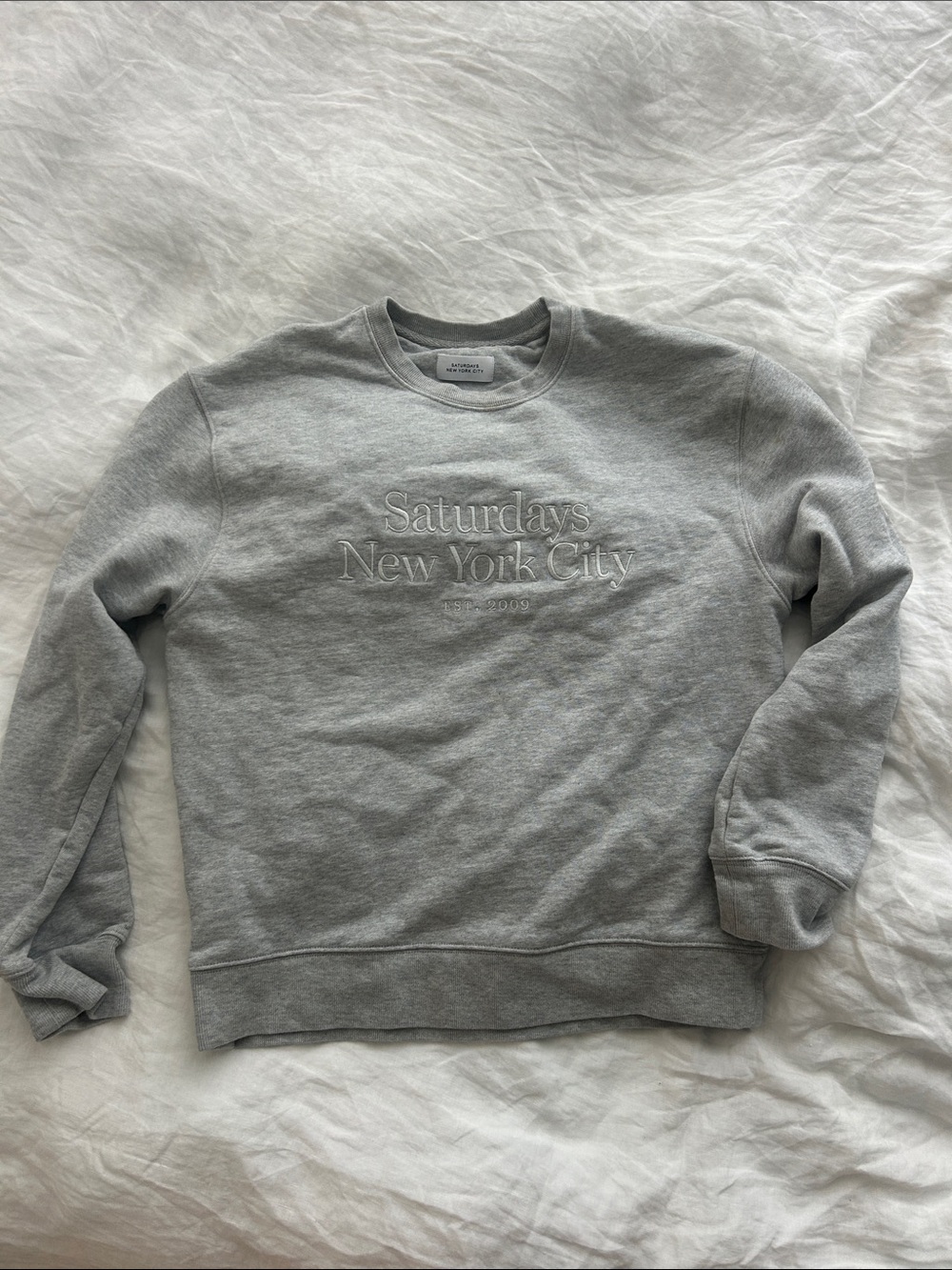 Saturdays New York City Embroidered Crewneck Sweatshirt - Light Gray